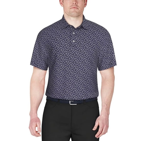 PGA Tour PEACOAT Men's Floral Print Performance Polo Shirt, US Small