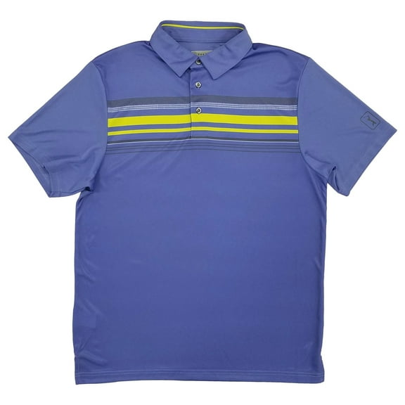 PGA Tour Pro Series Mens Persian Jewel Short Blue Sleeve Polo Shirt Large