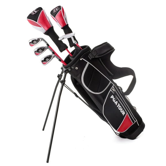 PGA Tour Right Hand 10 Piece Kids Golf Club Set; with Stand Bag Player Height 4'1 - 4'8", Ages 5-8