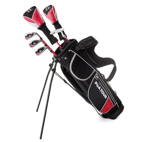PGA Tour Right Hand 10 Piece Kids Golf Club Set; with Stand Bag Player Height 4'1 - 4'8", Ages 5-8