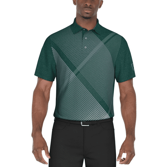 PGA Tour STORM Men's Short Sleeve Heathered Argyle Performance Polo, US 2X-Large