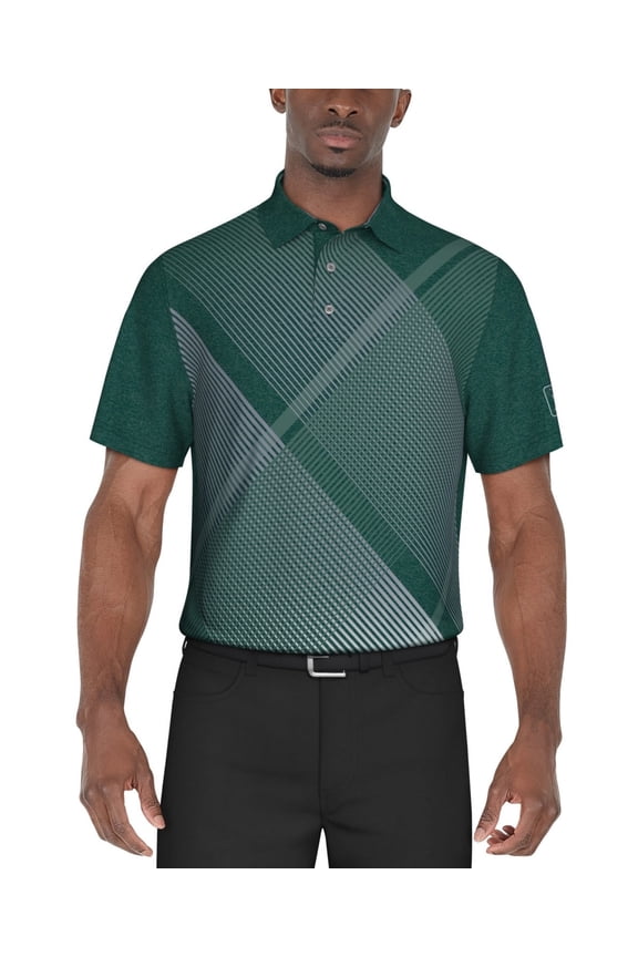 STORM Men's Short Sleeve Heathered Argyle Performance Polo, US Large