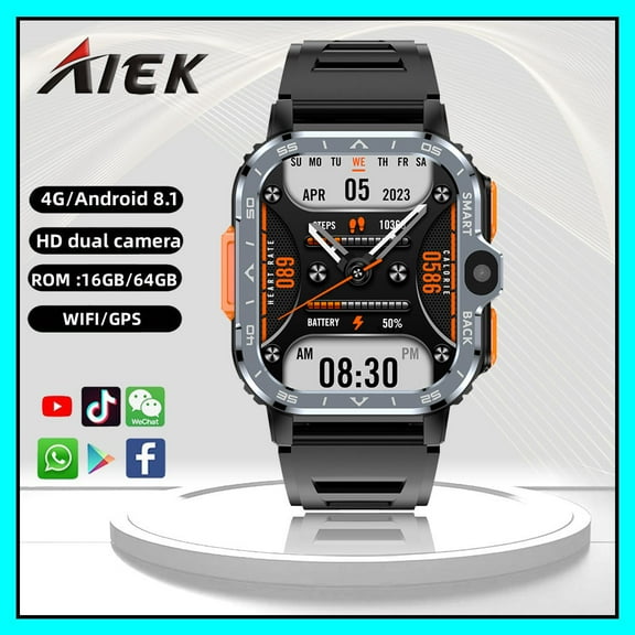 PGDWATCH New 4G Network Smart Watch GPS Navigation Wifi NFC Dual Camera 16GB ROM Storage Video Music Smartwatches for Android IOS