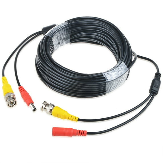 PGENDAR 50ft Black BNC Video Power Wire Cord for Support All BNC Type Systems & Cameras Cable