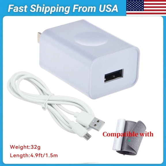 PGENDAR 5V USB Charger Compatible with Withings WPM05 BPM Connect Digital Cuff Heart Rate Monitor