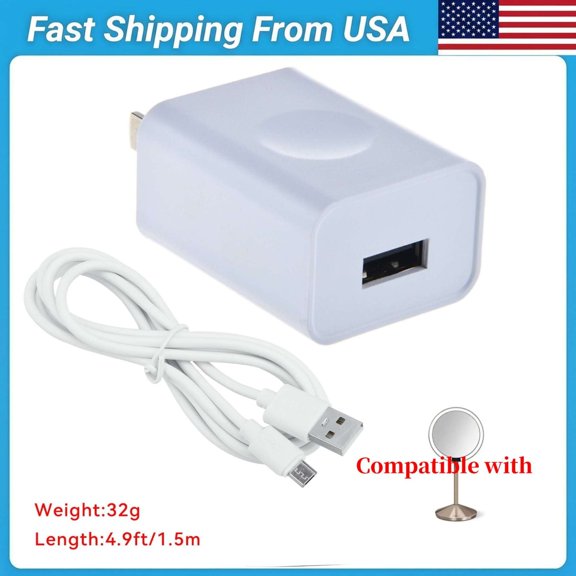 PGENDAR Charging Cord Cable Compatible with Simplehuman 5 inch & 8 inch Round Sensor Makeup Mirror