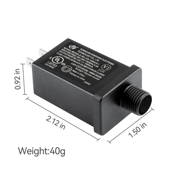 PGENDAR Replacement Inflatable Adapter, Class 2 Power Supply 12V 1A Transformer Plug, UL Listed IP44 Waterproof Compatible with Outdoor String Lights, Fountain, LED Lights (Black)