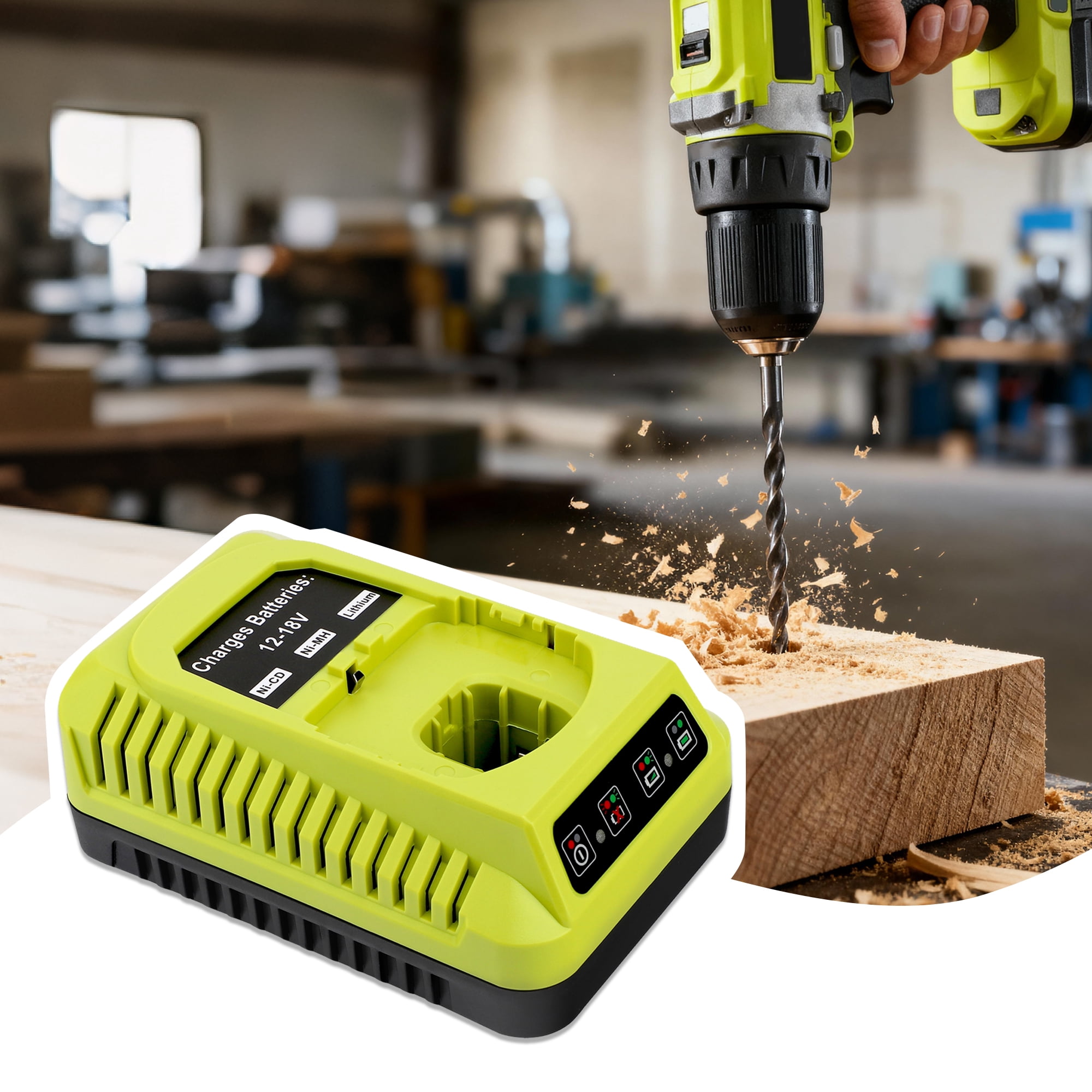 PGENDAR Ryobi 12V-18V Charger for Ryobi One+ Lithium Ni-Cad Ni-Mh Battery P102 P108 P189 P197 P103 P105 P107 P190 P191 PBP002 PBP005
