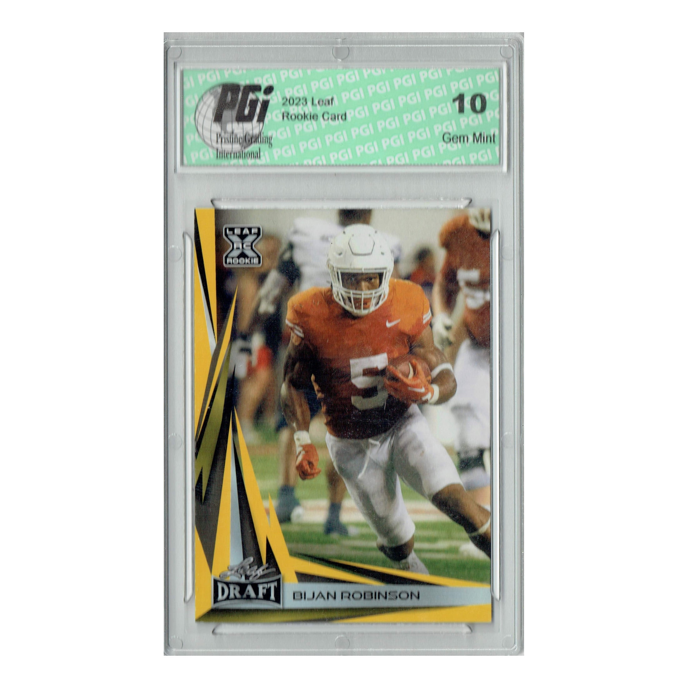 PGI 10 Bijan Robinson 2023 Leaf Football #B2-6 Gold Special Edition Rookie Card