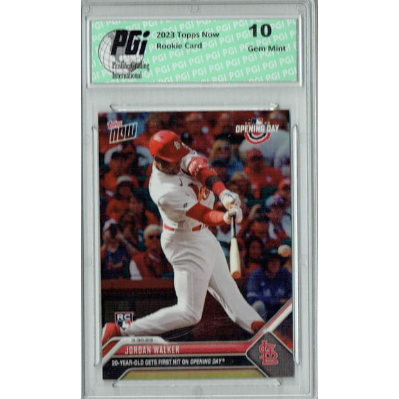 PGI 10 Jordan Walker 2023 Topps Now #7 Cardinals Opening Day Rookie Card