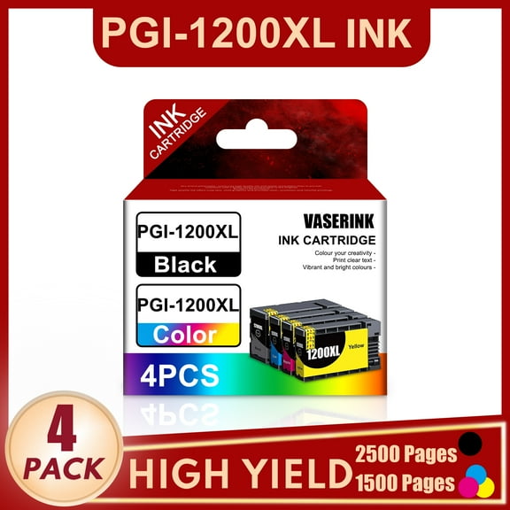 PGI-1200XL Ink cartridges Compatible for Canon PGI-1200XL ink for Canon MAXIFY MB2050 Printer1BK+1C+1M+1Y,4Pack
