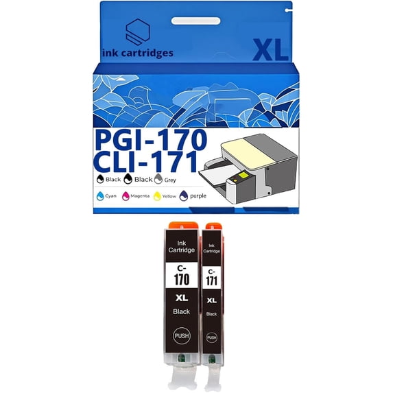 PGI-170XL CLI-171XL PGI170 CLI171 Ink Cartridges Compatible for Canon MG5710 6810 7710 TS5010 6010 8010 9010 Inkjet Printers, Leak-Proof Design Crisp Printing
