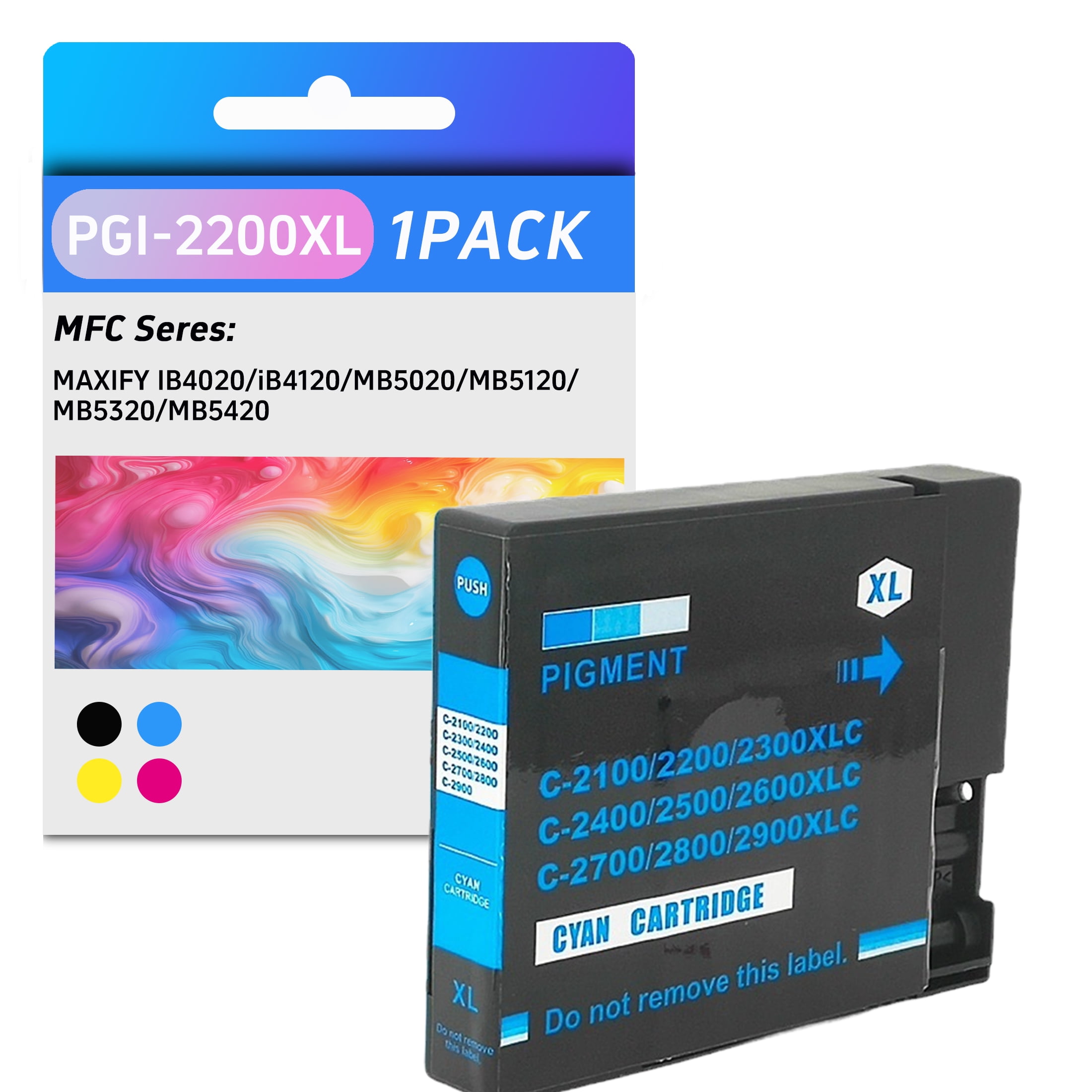 4-Pack Replacement Ink Cartridges For Canon Maxify & IB Series Printers - PGI-2200XL (Black, Cyan, Magenta, Yellow)