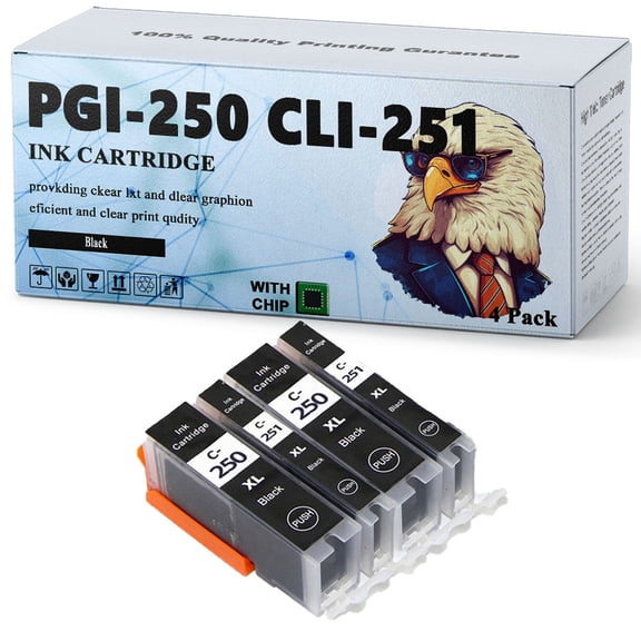 PGI-250 CLI-251 PGI 250 CLI 251 Ink Cartridges Black/Color Combo Pack Compatible for Canon IP7220 MG5420 MX922 MG6320 Printer