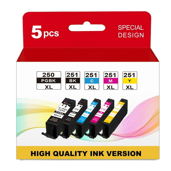 PGI-250XL CLI-251XL Compatible Ink Cartridge Replacement for Canon Ink 250 251 XL 250XL 251XL to PIXMA MX922 MX920 IX6820 MG7520 MG7100 MG5522 MG6320 MG6620 IP7220 IP8720(5 Pack)