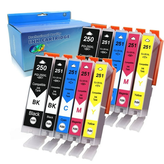 PGI-250XL CLI-251XL Ink Cartridges 5-Pack (PGI-250XLBK CLI-251XLBK/C/M/Y) PGI-250XL CLI-251XL Ink Replacement for Canon PIXMA MG5420/MG5422/MG5520/MG5620/MG6320/MG6420/MG6620/IP7220/MX722 Printer