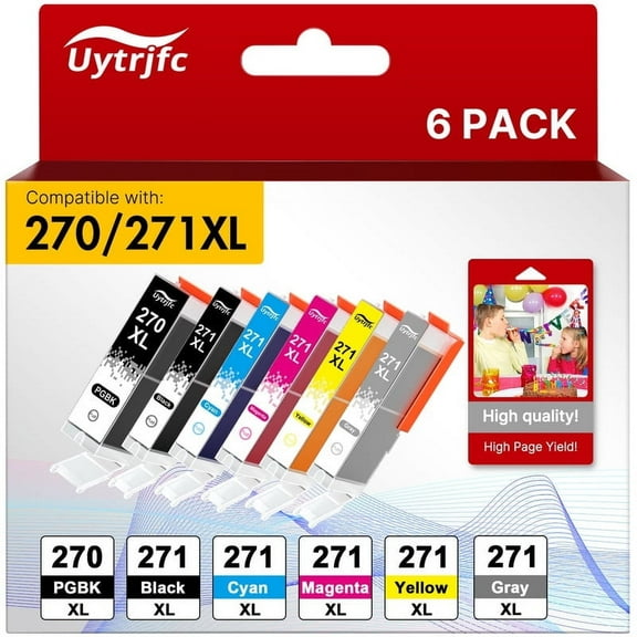 PGI-270XL CLI-271XL Ink Cartridges Compatible for Canon 270 and 271 PGI-270XL CLI-271XL to ues with TS9020 TS8020 MG7720 Printer（6 Packs)