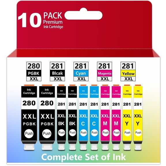 280XXL 281XXL Ink Cartridges Replacement for Canon 280 281 Ink Cartridges PGI-280XXL CLI-281XXL for Canon TR8520 TR8620a TR8620 TS702a TS9520 TS9521C TR8520 TS6220 TS6320 TS8220 Printers