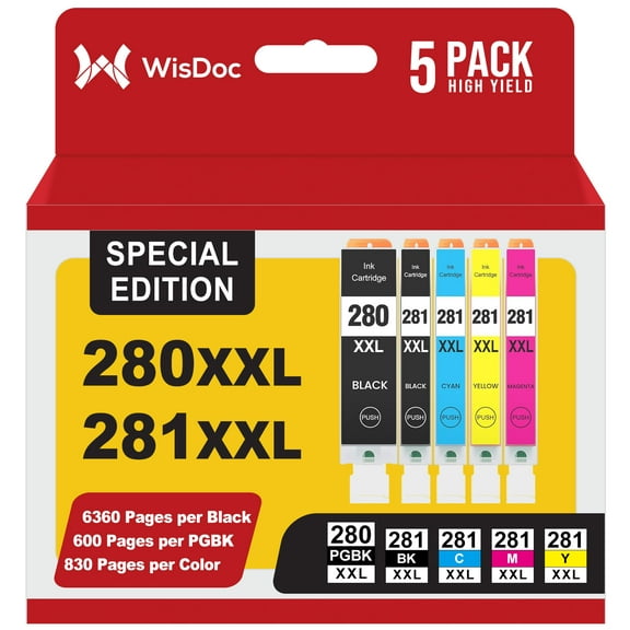 PGI-280XXL CLI-281XXL for Canon 280 281 Ink Cartridges for Canon TR8620A Ink Cartridges TR8620 TR8520 TR8600 TS6120 TS9521C Printer(5PK)