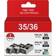 thumbnail image 1 of PGI-35 CLI-36 Ink Cartridges PIXMA TR160 TR150 IP110 IP100 Ink Replacement for  35 36 Ink Cartridges Compatible for PIXMA TR150 IP110 TR152 mini260 mini320 Printers 3-Pack (2 Black, 1 Color), 1 of 16