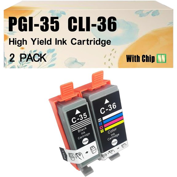 PGI-35 CLI-36 PGI35 CLI36 Ink Cartridges Compatibles for Canon Pixus Ip100 Pixus Mini260 Printers Combo Pack*2