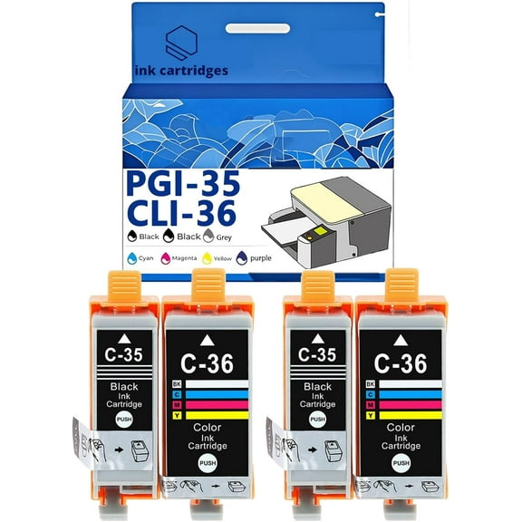 PGI-35BK CLI-36C PGI35 CLI36 Ink Cartridges Compatible for Canon TR150 IP110 IP100 Mini260 Mini320 Printers, Leak-Proof Design Crisp Printing