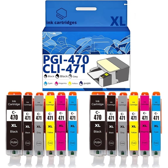 PGI-470 CLI-471 Ink Cartridges Compatible for Canon TS5040 TS6040 TS8040 TS9040 MG5740 MG6840 MG7740 Inkjet Printers, Leak-Proof Design Crisp Printing