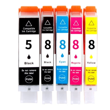 PGI5 CLI8 Ink Cartridge Compatible for Canon PGI5 CLI8 iP3300 iP4200 iP4500 iP5200 iP5200R iP5300 MP500 Printer(5 Pack)
