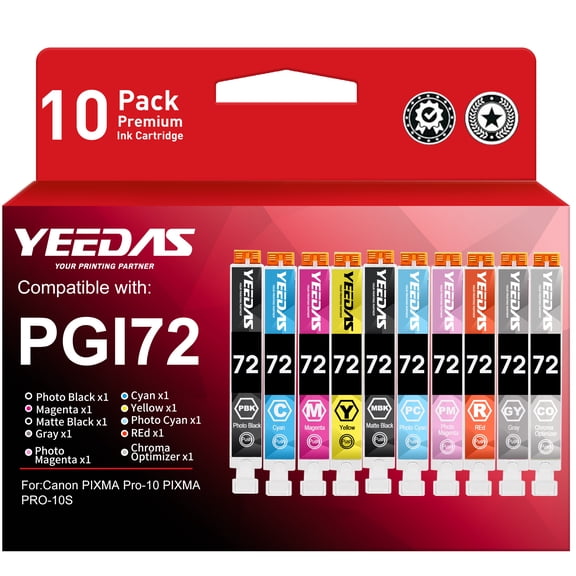 PGI-72 Ink Cartridges Compatible for Canon Pixma Pro10 Pro-10 Printer(10 Pack)