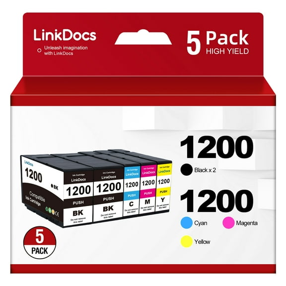 PGI1200 XL Ink Cartridge Replacement for Canon PGI-1200XL PGI-1200 XL 1200XL to use with MAXIFY MB2320 MB2020 MB2720 MB2120 MB2050 MB2350 Printer (2 Black, Cyan, Magenta, Yellow, 5-Pack)