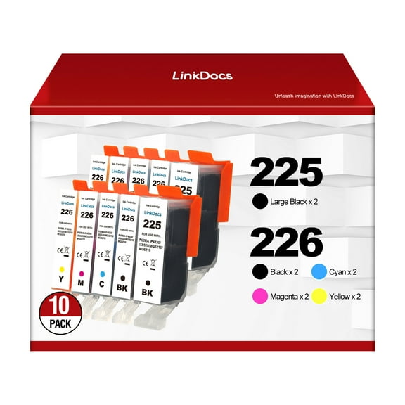 PGI225 CLI226 Ink Cartridge Replacement for Canon PGI-225 CLI-226 PGI225 CLI226 to use with MG6220 MG6120 MG5320 MX882 MX892 Printer (2 Large Black, 2 Cyan, 2 Magenta, 2 Yellow, 2Small Black) 10 Pack