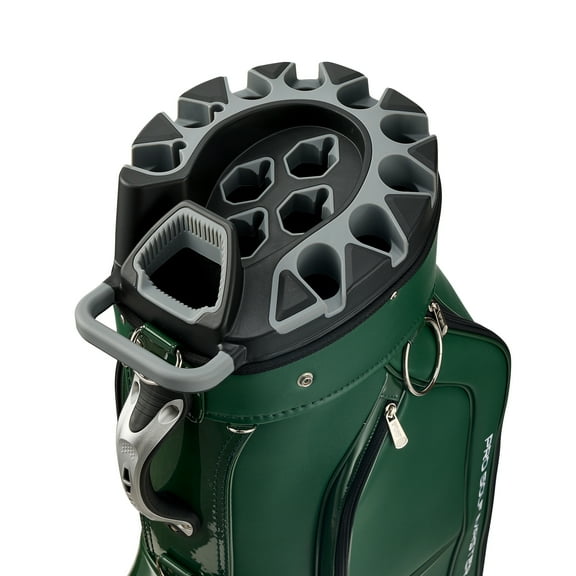 PGM Golf Cart Bag 14 Way Organizer Divider Silent Top Waterproof Bag/Green Leather
