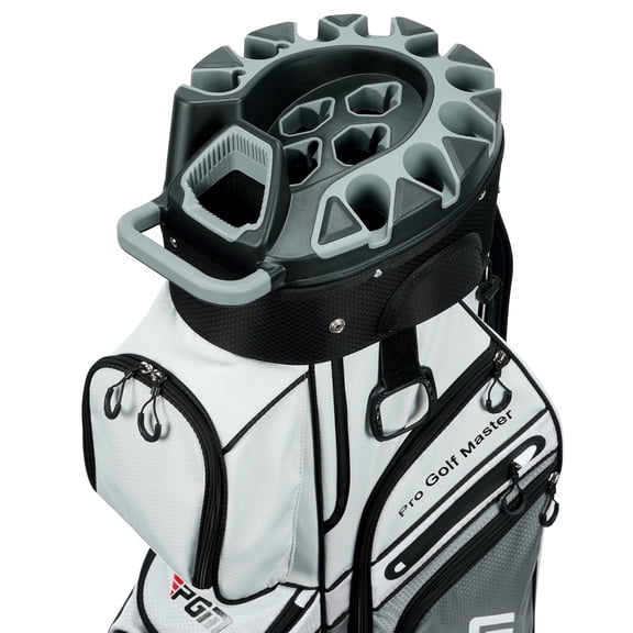 PGM Golf Cart Bag 14 Way Organizer Divider Silent Top Waterproof Bag/Grey and off - white