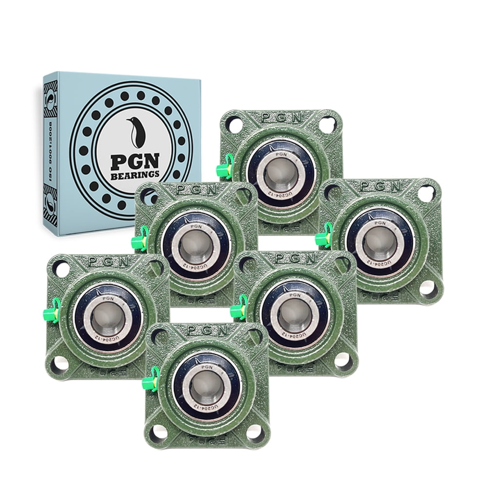 PGN UCF 20412 Pillow Block Bearing Pack of 6 Square Flange Mounted
