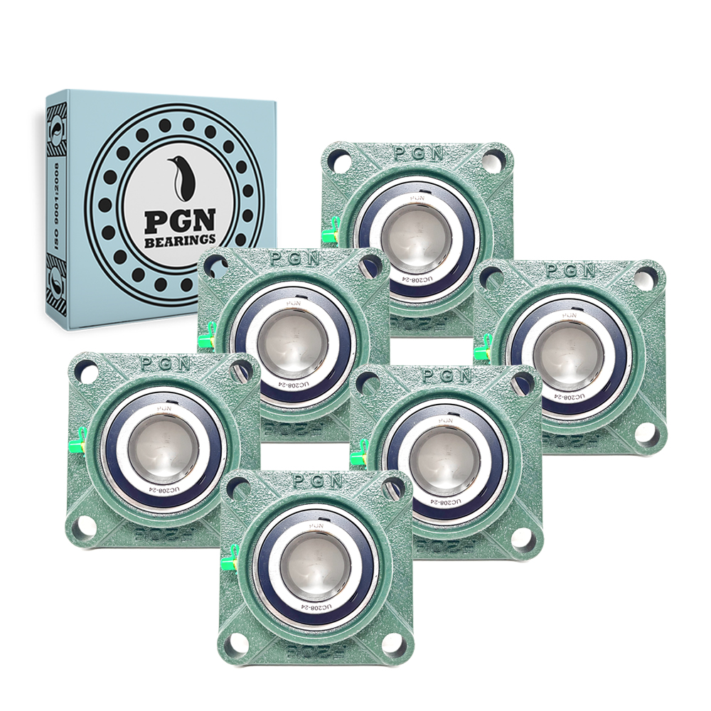 PGN UCF 20824 Pillow Block Bearing Pack of 6 Square Flange Mounted