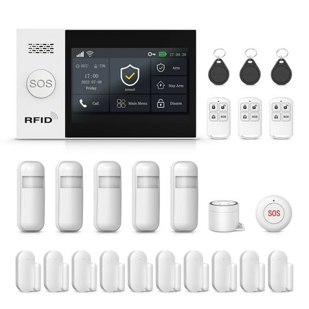 PGST 107 Touch Screen Alarm System for Home Security, WiFi&4G Wireless Smart Home Burglar Alarm System, Compatible with Alexa and Google,Smart life Tuya APP, NO Monthly Fees