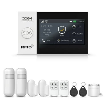 PGST 4.3Inch Full Touch Screen,WiFi GSM/4G Home Smart Alarm Security System Kit,DIY Wireless Burglar Alert System,Motion Detector,Door Sensor,External Siren,Work with Alexa and Google (PG107-B)