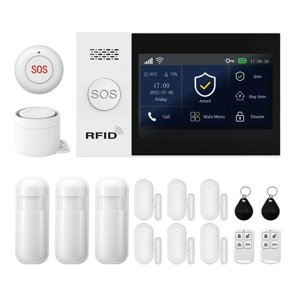 PGST Home Security System, Wireless 4G WiFi Alarm System with 1080p Surveillance Camera, 4.3" Touch Screen Home Burglar Alarm Compatible with Alexa Google Home