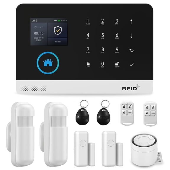 PGST WiFi 4G Alarm System for Home Security, Wireless Home Alarm 10 Piece Kit with Siren, PIR Motion Sensors, Remote Controls, Window/Door Sensors Tuya and Smart Life APP Control