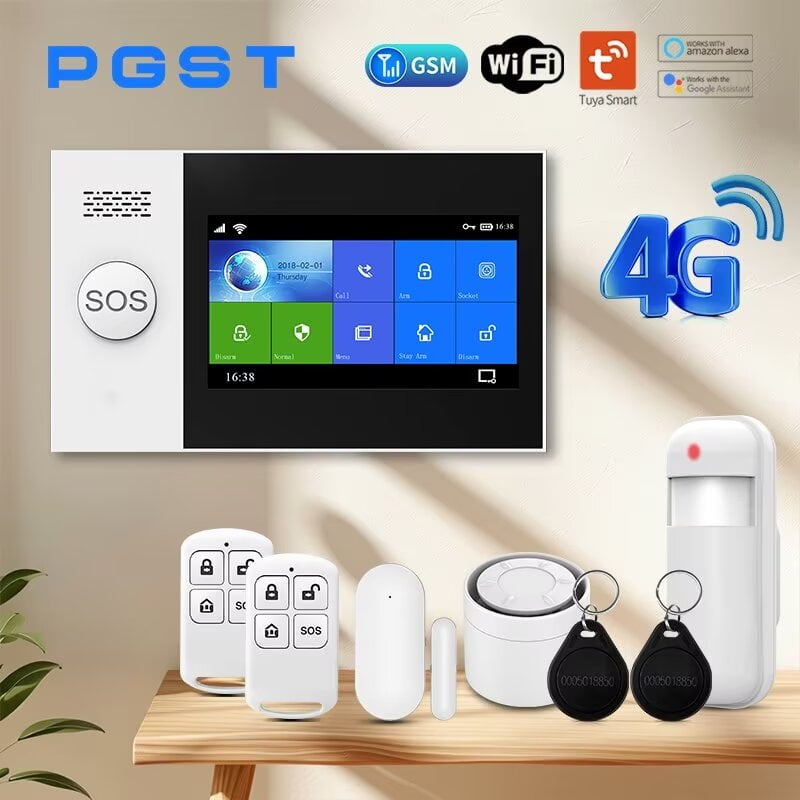 PGST WiFi 4G Wireless Smart Home Security Alarm Host, 4.3 Touch Screen ...