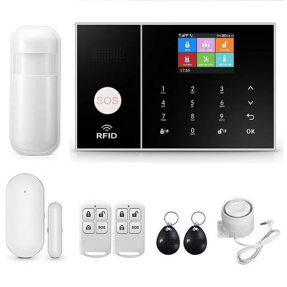 PGST WiFi+GSM/4G Home Smart Alarm Security System Kit,DIY Wireless Burglar Alert System Anti-Theft,Motion Detector,Door Window Sensor,External Siren,Smart Life Tuya APP,NO Monthly Fees (PG108-A)