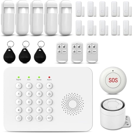 PGST WiFi Home Security System,Tuya APP Alerts Push,DIY Wireless Smart Keypad Alarm Kits with Door and Infrared Sensors,Professional Monitoring for Kids Safety,No Subscription Fee (24 Piece Kits)