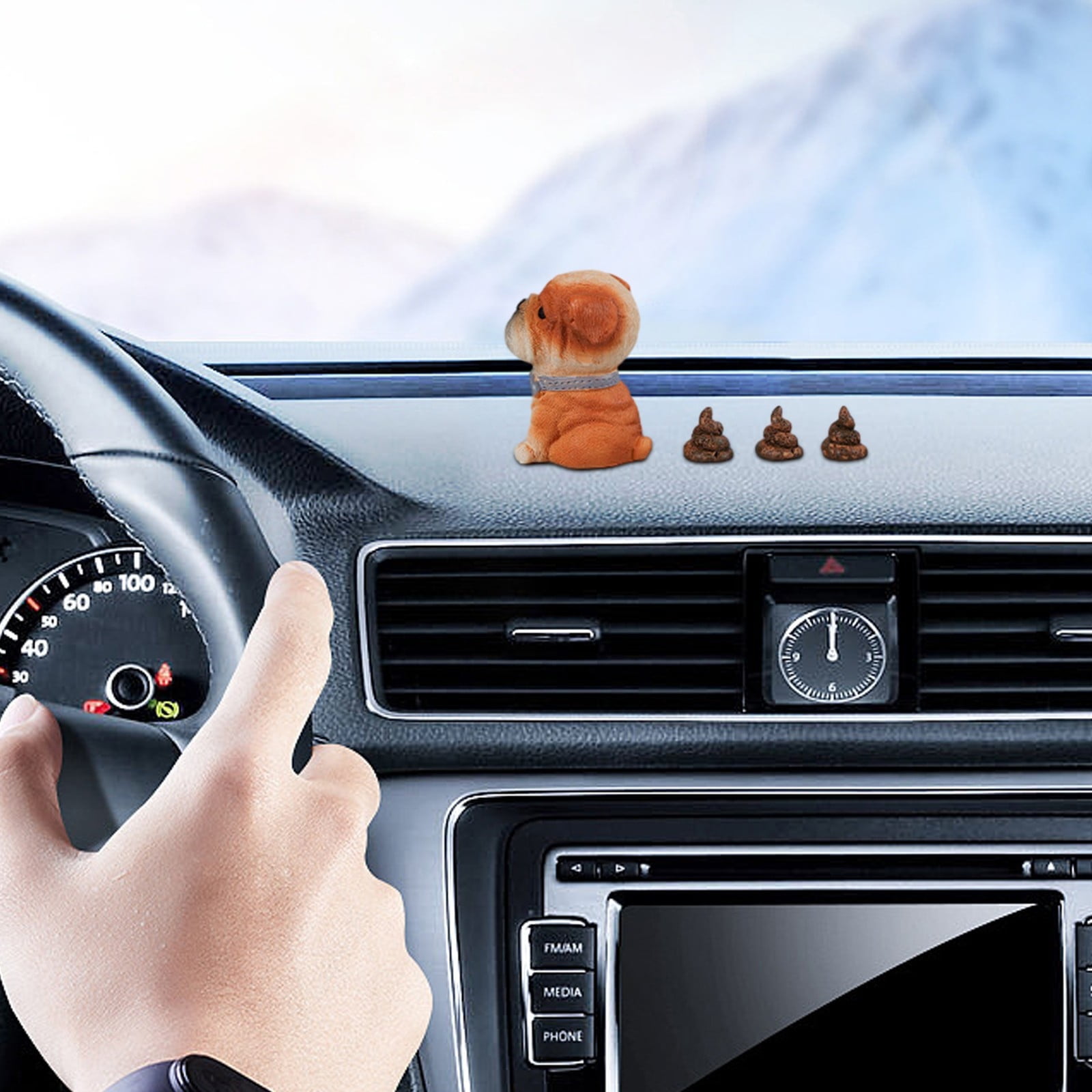 PGYONG Mini Simulation Dog Plus Poop Ornaments Spoof Funny Vehicle ...