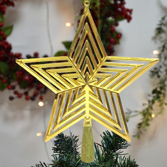 PGYONG Star Chirstmas Tree Topper Christmas Decoration,7 Inch Yellow