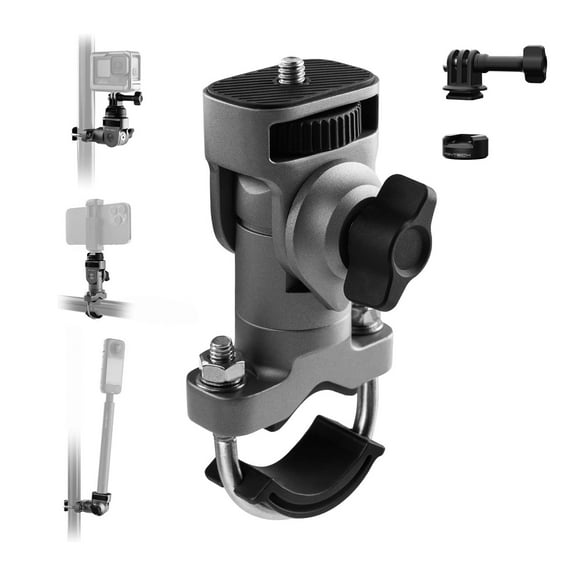 PGYTECH CapLock U-Bolt Mount Aluminum Alloy Bracket 2 Cushion Block Motorcycle Bike Mount with 1/4" Thread for Action Camera