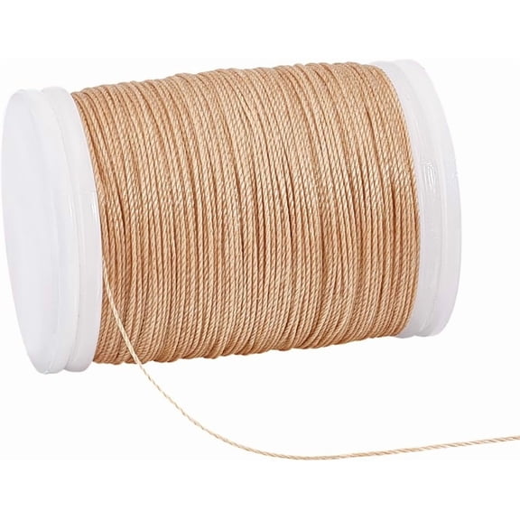 PH 0.5mm Waxed Cord 130 Yards Wax Cord Twine Beading Cords Brown Wax Polyester Threads Waxed Beading String for Sewing DIY Bracelet Necklaces Dreamcatcher Jewelry Macrame Project Beige