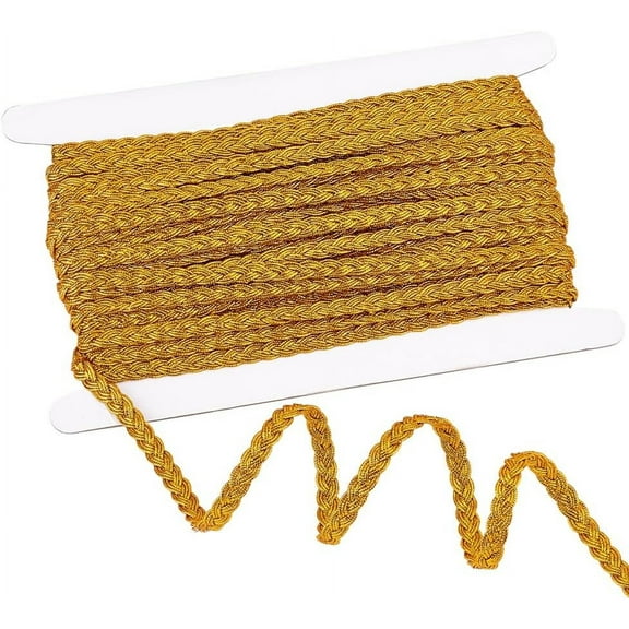 PH 1/4 inch Filigree Braid Trim 17.5 Yards Metallic Braid Lace Ribbon Decorative Fabric Ribbon Golden Corrugated Trim for Sewing Upholstery Curtain Costume Gold