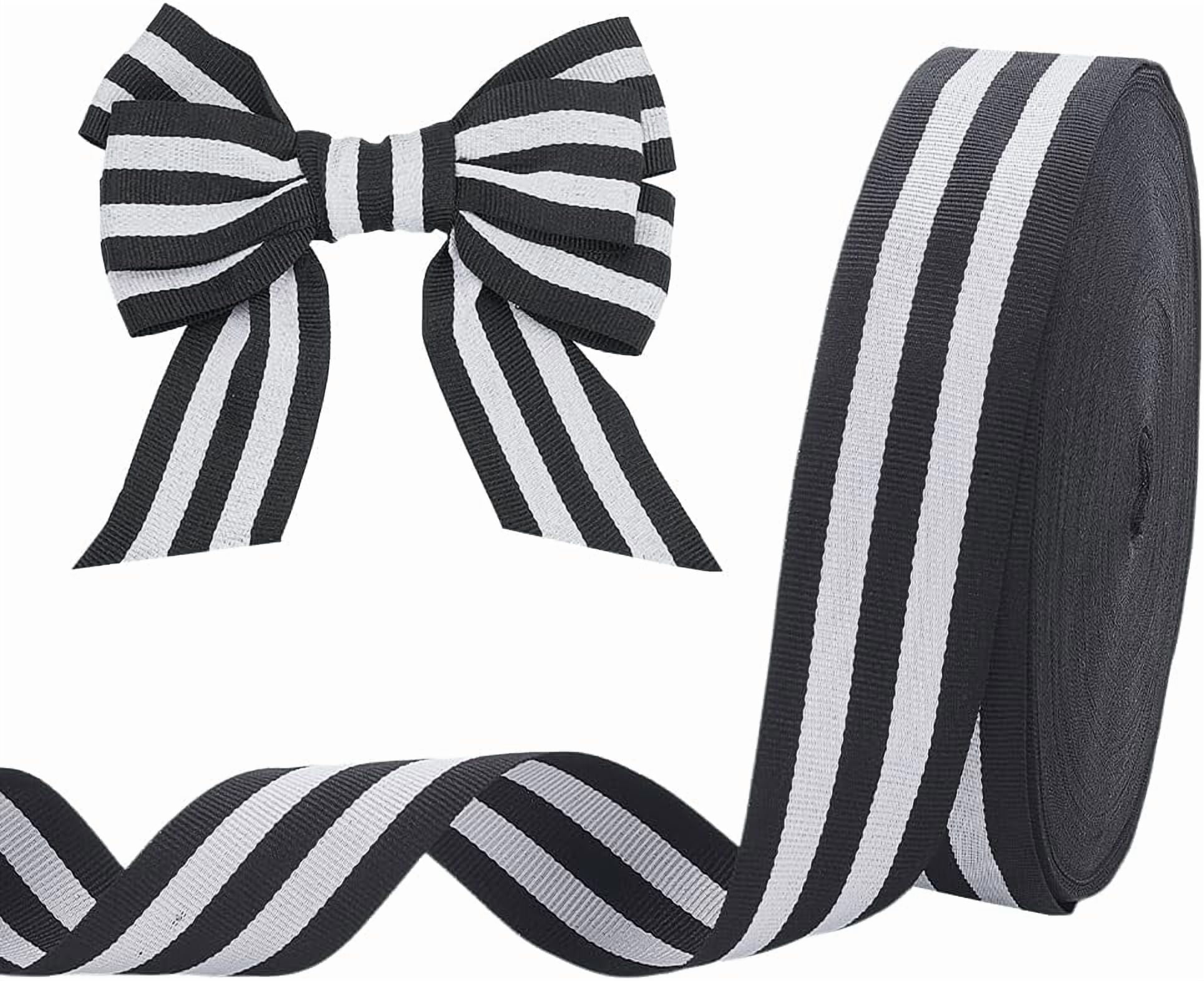 PH 1.57 Inch Striped Ribbon 50 Yards Black White Grosgrain Ribbon Classic Striped Ribbon Craft Ribbon for Gift Wrapping Garland Crafts Sewing Cabinets Christmas Decoration Black for diy making