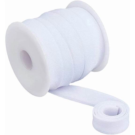 PH 10 Yards 1/2 inch Double Fold Bias Tape White Bias Binding Polycotton Binding Tape Hemming Ribbon Folding Trim DIY Garment for Craft Seaming Hemming Piping Quilting Sewing White