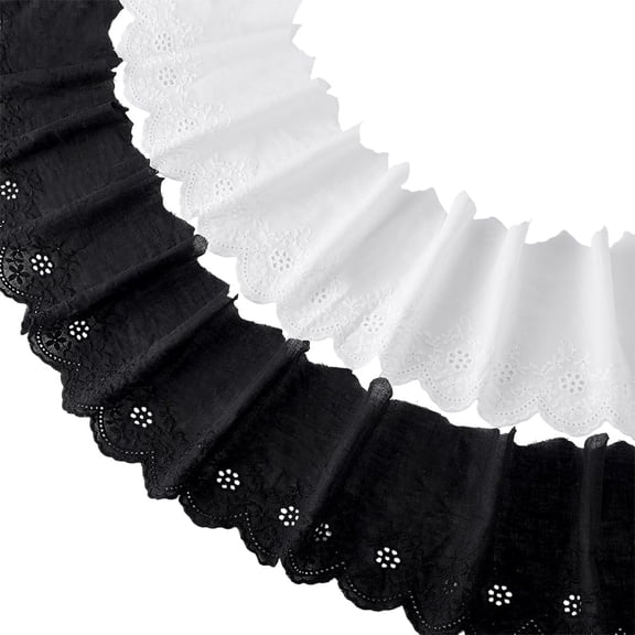 PH 10 Yards 6-1/4 Inch Lace Trim Eyelet Lace Ribbon Embroidery Cotton Fabric for Bridal Wedding Vintage Costume Making Sewing Projects Home Curtain Party Decorations White Black colorful